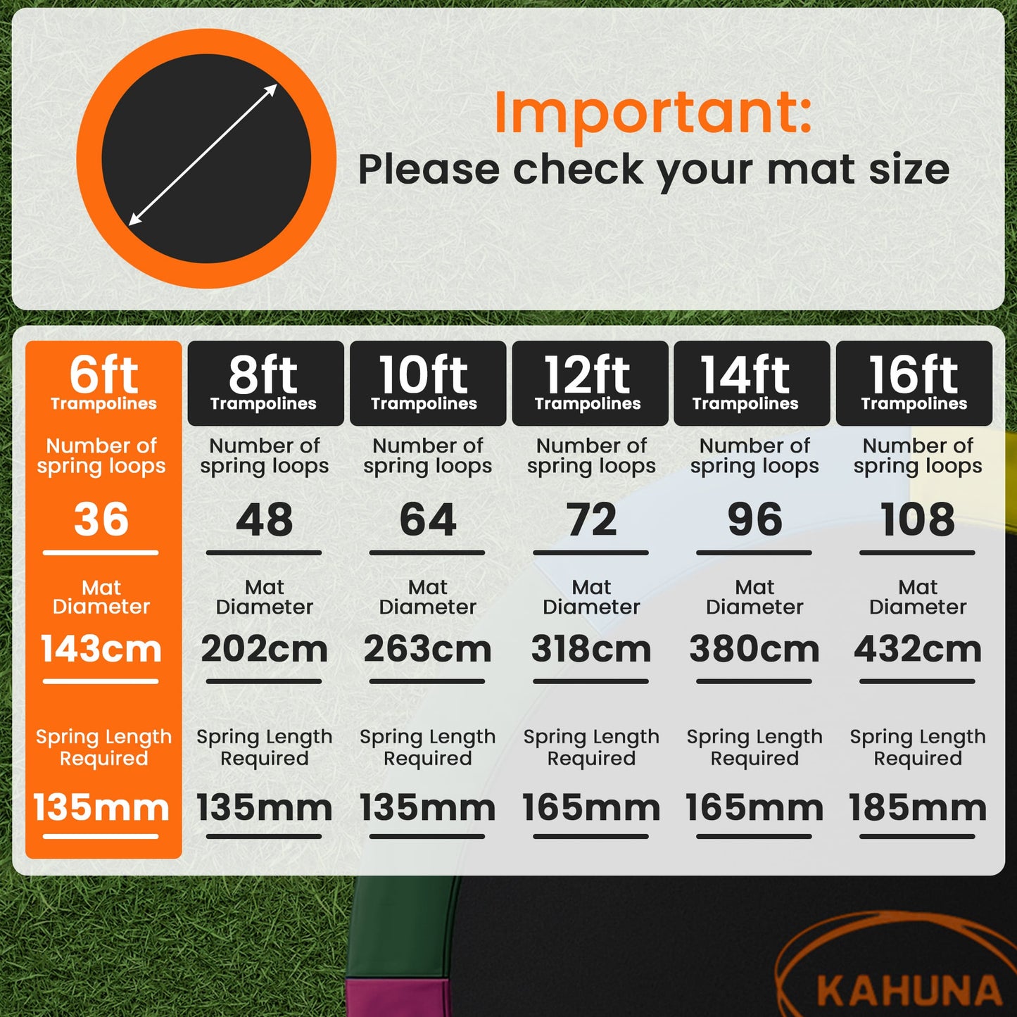 Kahuna 6ft Trampoline Replacememnt Safety Pad Cover and Spring Jumping Bounce Mat Purple