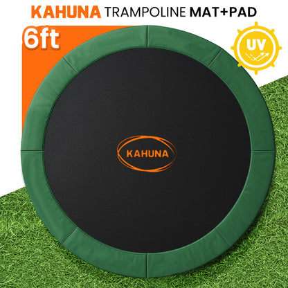 Kahuna 6ft Trampoline Replacememnt Safety Pad Cover and Spring Jumping Bounce Mat Green