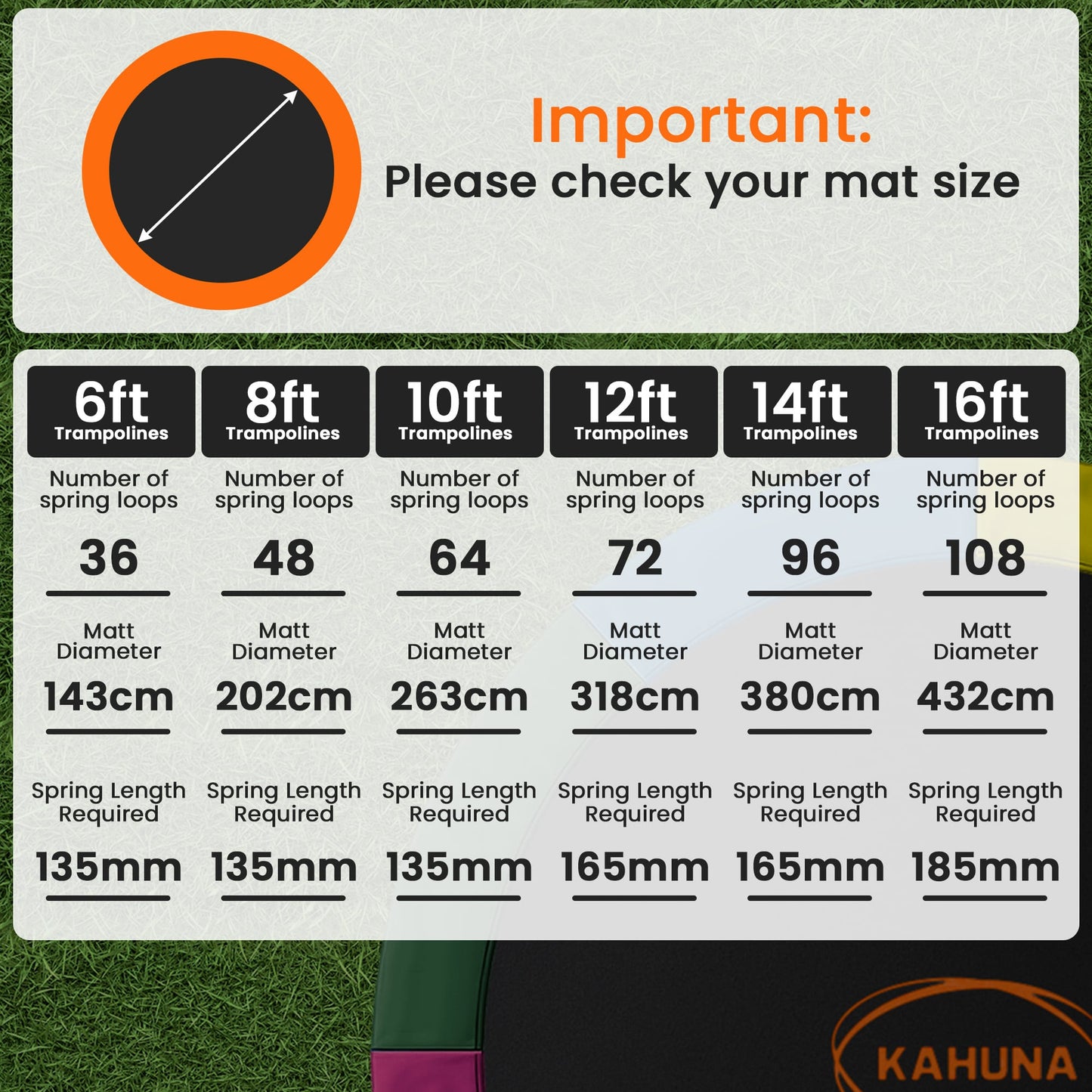 Kahuna 16ft Replacement Trampoline Safety Pad Cover and Jumping Spring Mat - Green