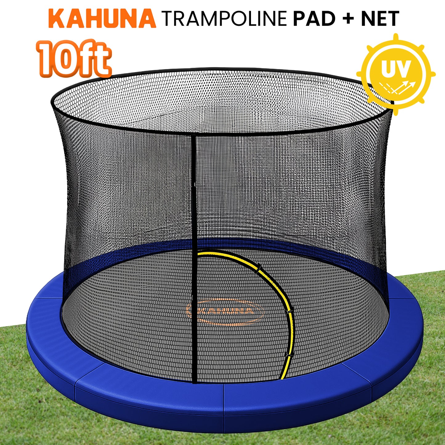 Kahuna 10ft Trampoline Pad and Net - Blue