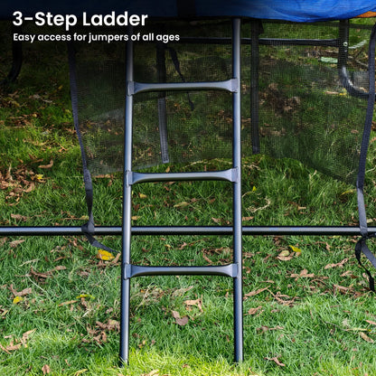 Kahuna 10 ft x 15 ft Oval Outdoor Trampoline w/ Basketball Set Reversible Rainbow & Orange Safety Pad Safety Net Ladder