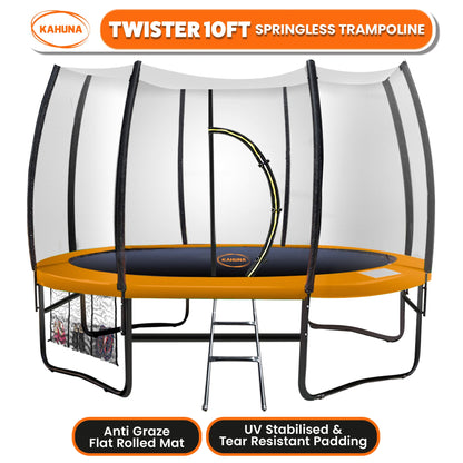 Kahuna 10ft Twister Springless Trampoline Safety Net Pad Mat Outdoor Orange