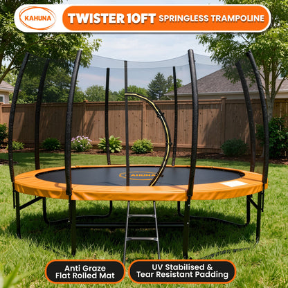Kahuna 10ft Twister Springless Trampoline Safety Net Pad Mat Outdoor Orange