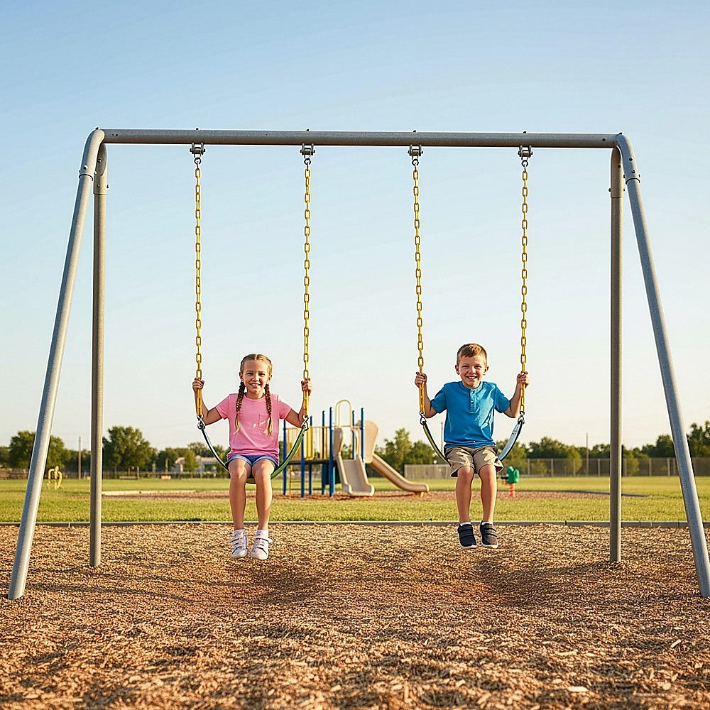 2 Pack Swings Seats Heavy Duty 66" Chain Plastic Coated Playground Swing